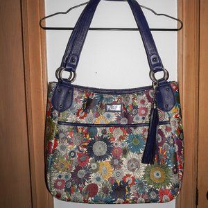 Gigi Hill Multi Colored Floral purse Blue accents